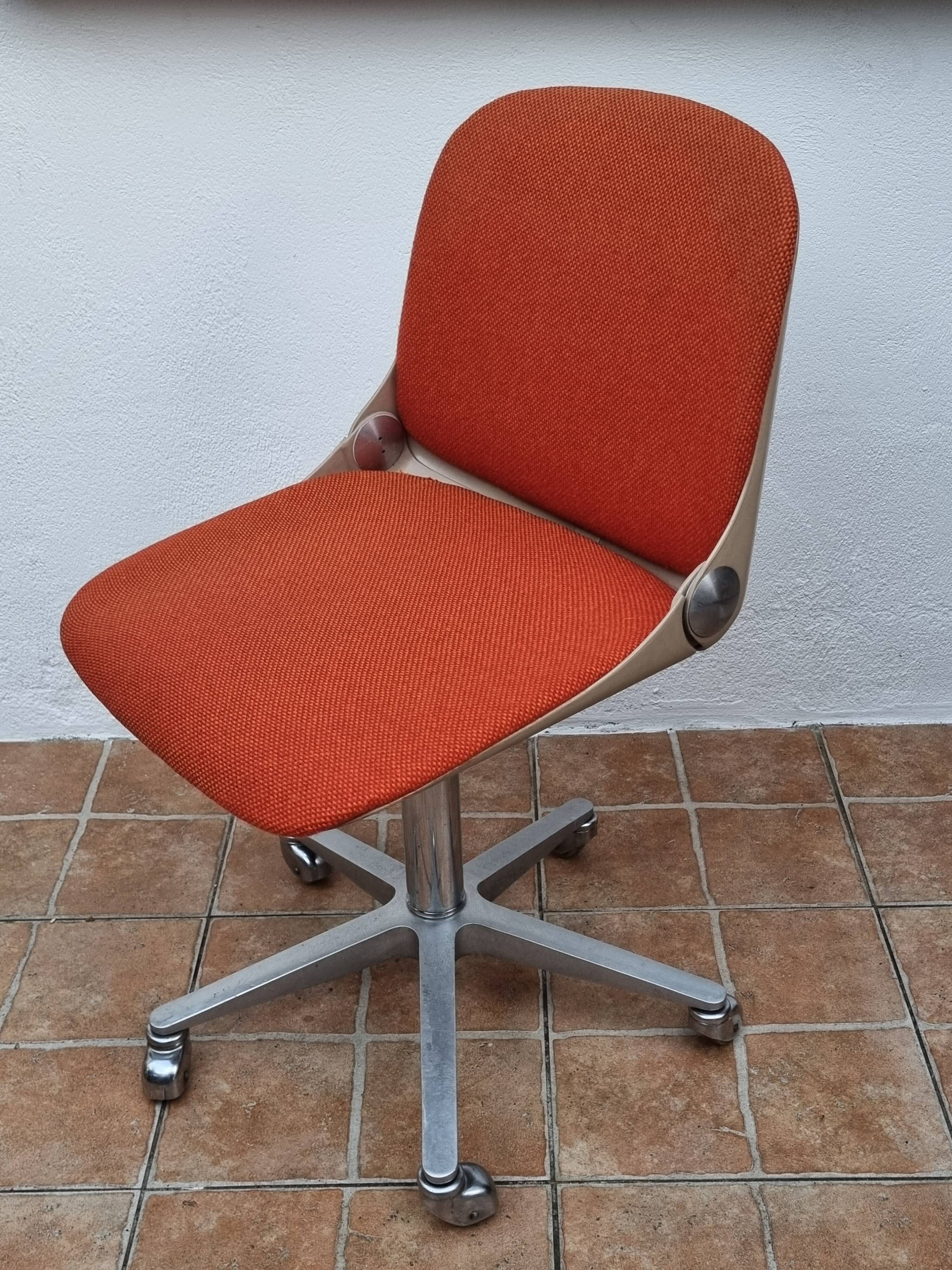 Vintage Wilkhahn Office Chair Model 2101, Orange, Aluminum and Fiberglass Frame