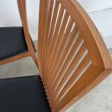 Set of 4 high back chairs in wood and imitation leather Italian design Calligaris