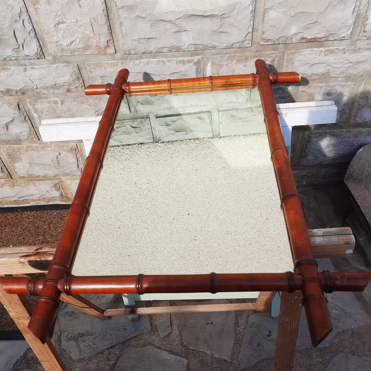 Mirror period 1950 wood beautiful imitation bamboo