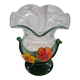 Vintage corolla vase in blown glass with applied flowers – Mura style