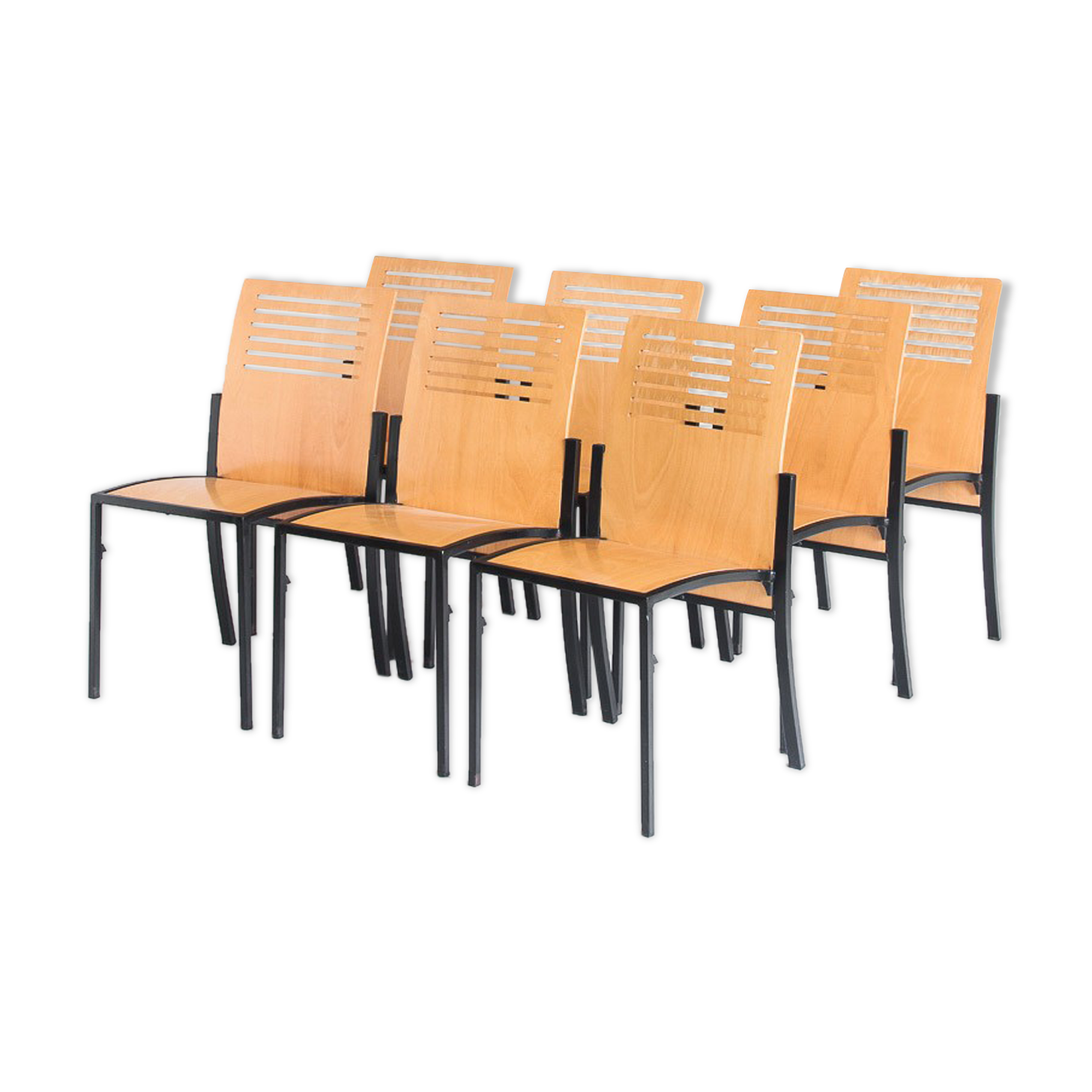 Set of 7 vintage Robert chairs by Thomas Albrecht for Atoll, Germany 1980