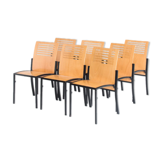 Ensemble de 7 chaises Robert vintage par Thomas Albrecht pour Atoll, Allemagne 1980