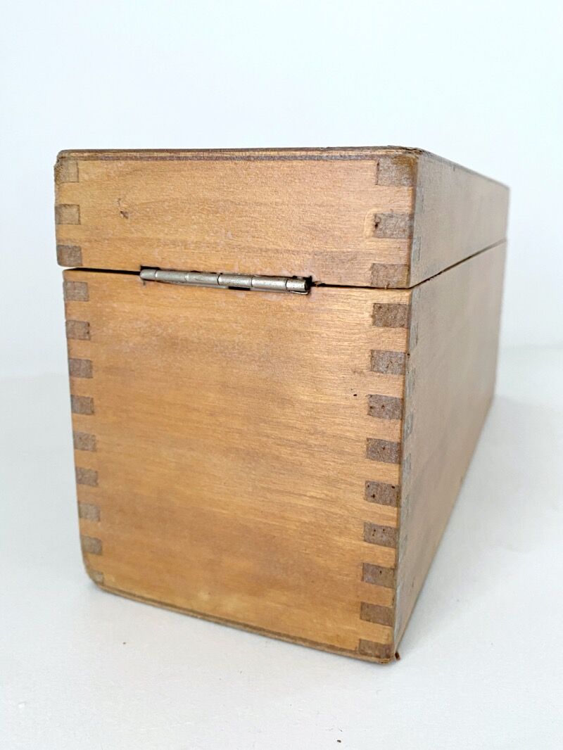 Old wooden library card box