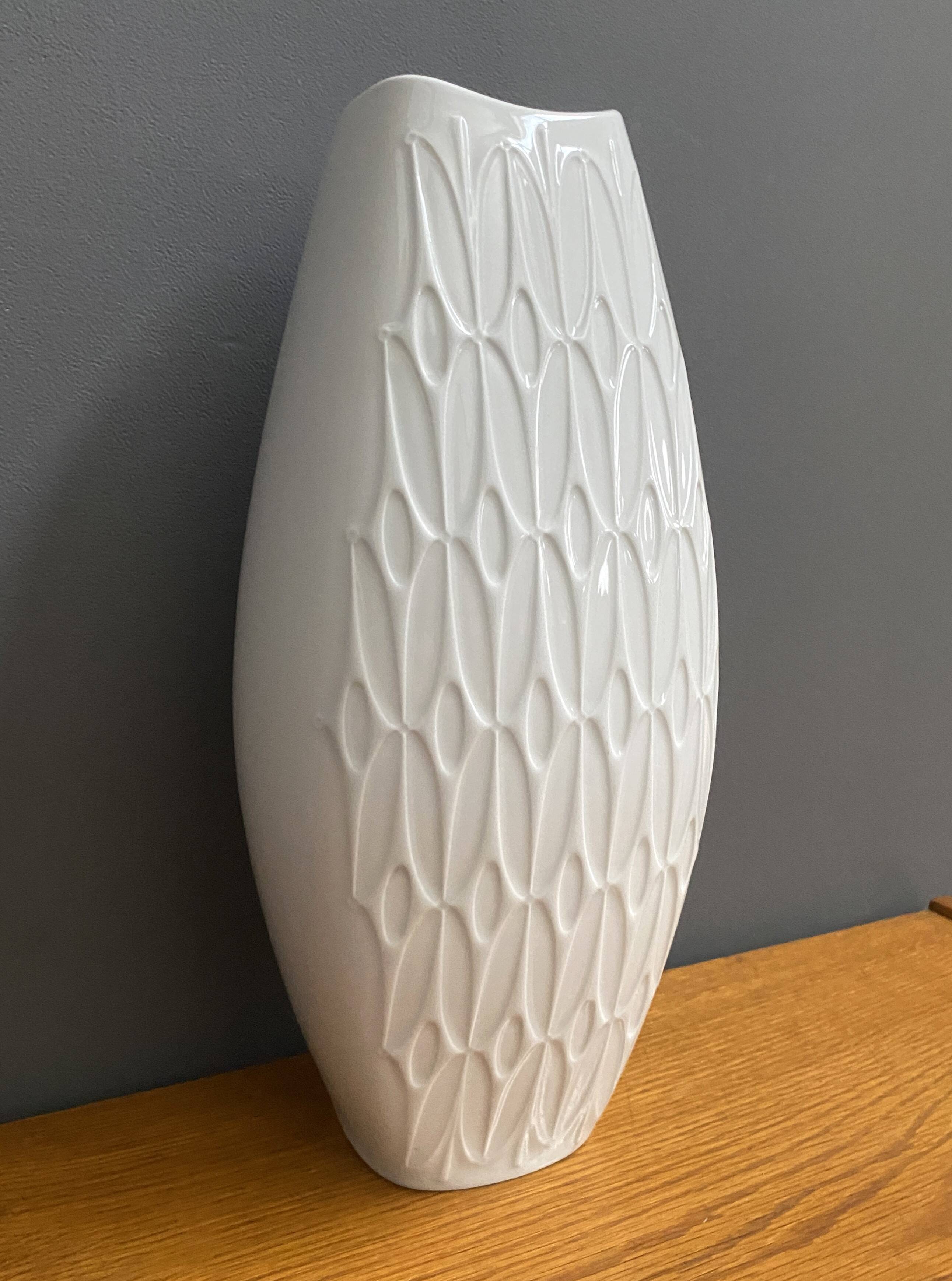 Large vintage white ceramic vase by Alka Kunst Bavaria