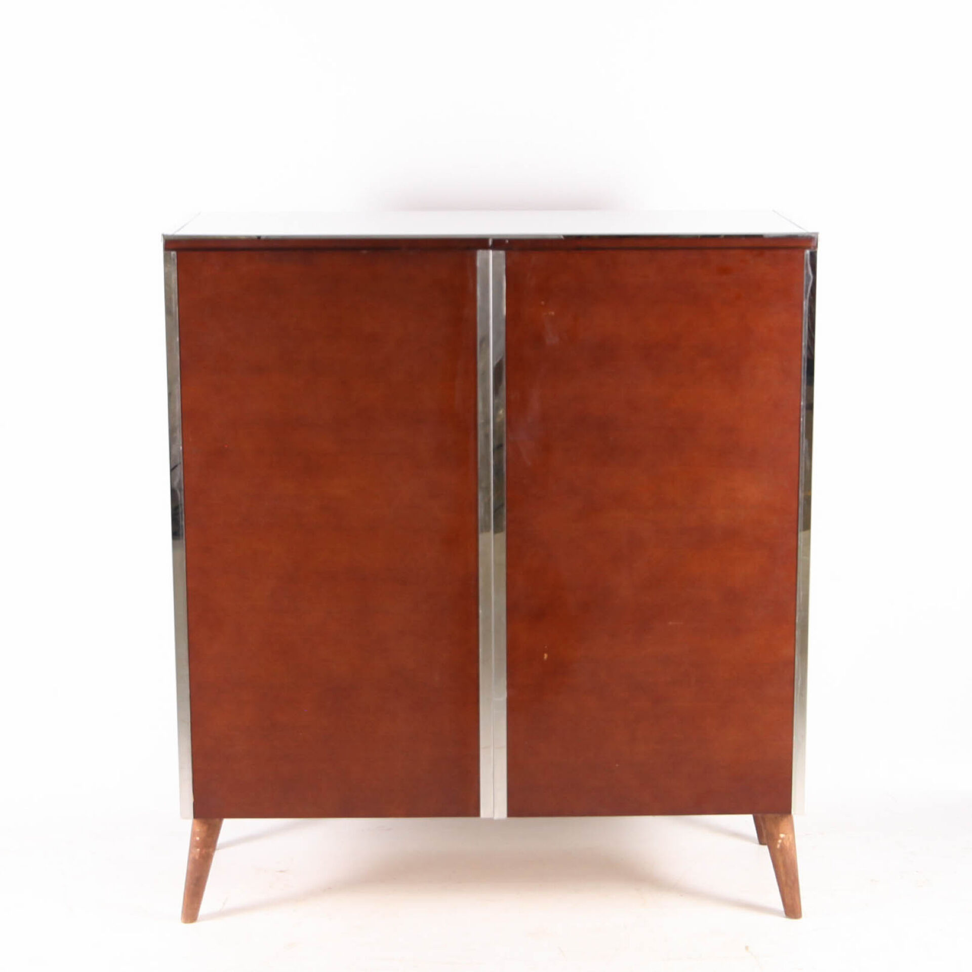 Petite armoire bois et chrome 