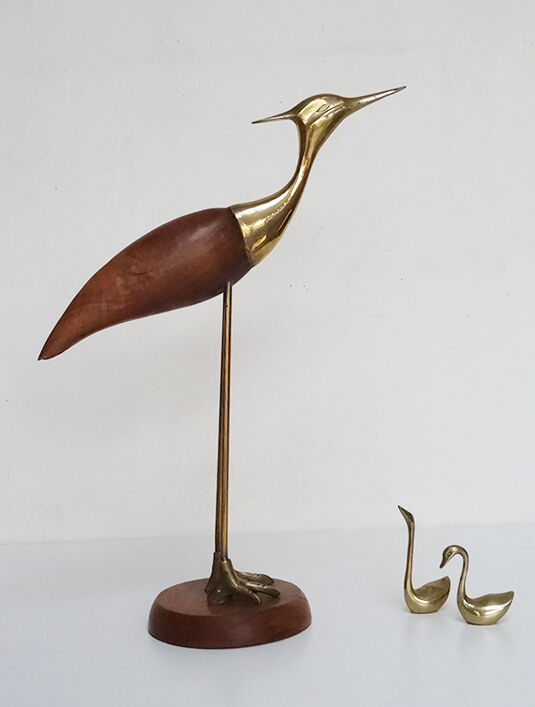 Wood and brass heron