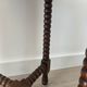 Small vintage turned wooden side table, round wooden accent table.