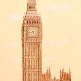DRAWING OF THE TOWER OF LONDON. BIG BEN.