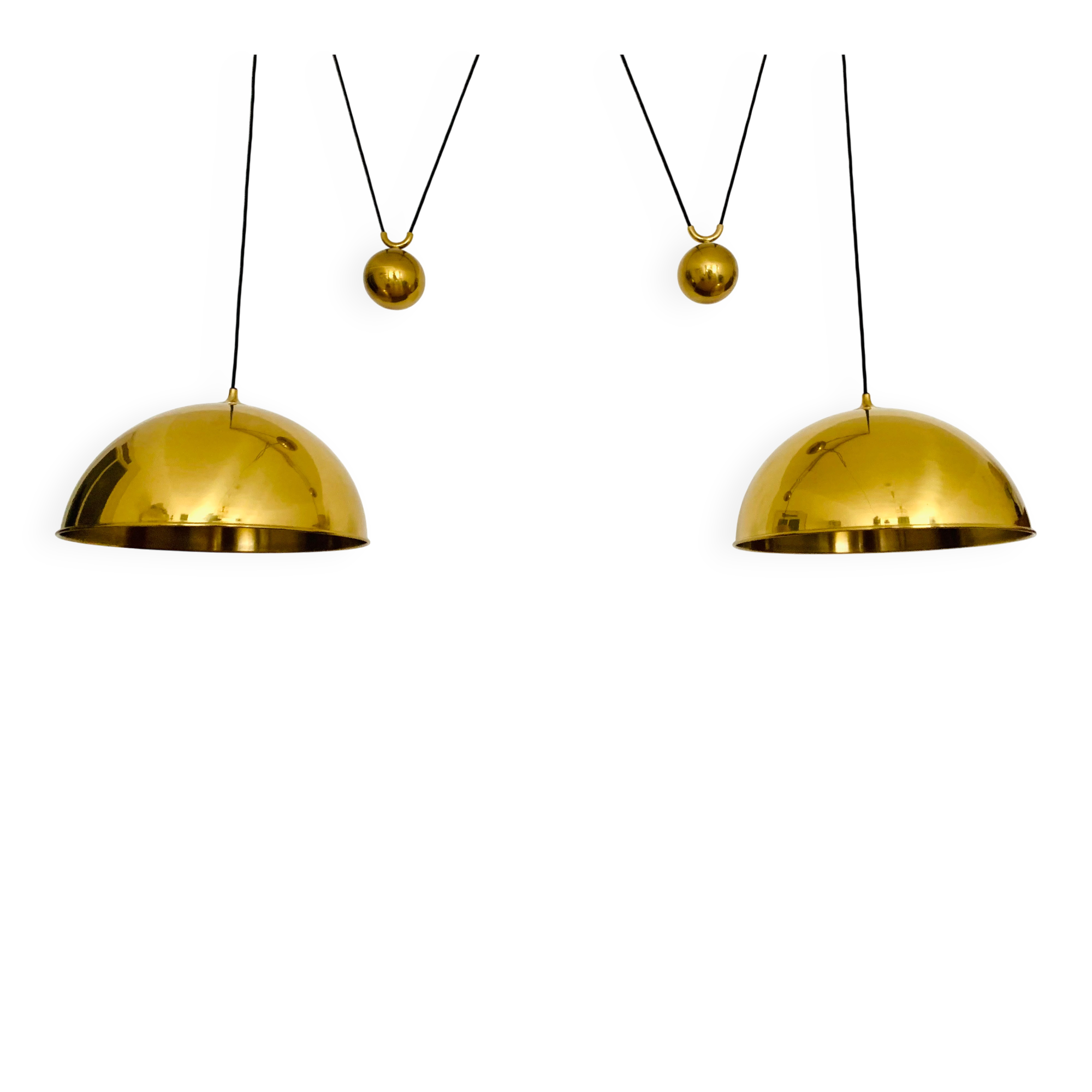 Lampe suspendue en laiton Posa44 double réglable par Florian Schulz