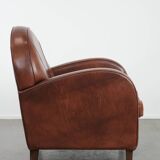 Beautiful art deco design armchair made of cowhide leather in English style