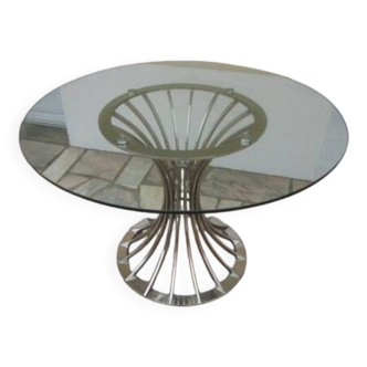 Circular glass dining table in the style of Gastone RINALDI - 70'