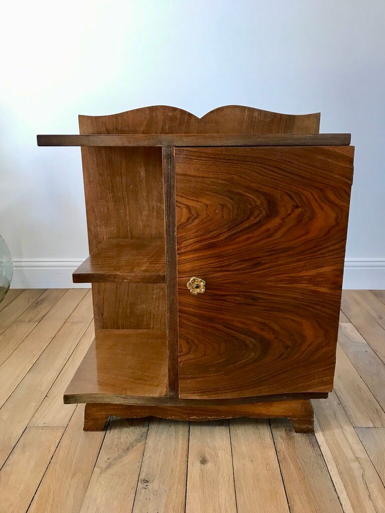 Veneer bedside table and handle flower art deco 30s