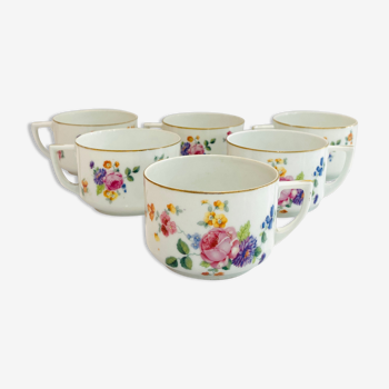 6 flower cups in Czechoslovakia porcelain-vintage retro-cuisine