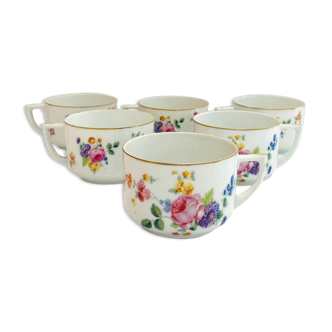 6 flower cups in Czechoslovakia porcelain-vintage retro-cuisine