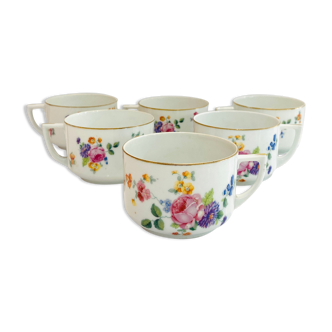 6 tasses fleuris en porcelaine Tchécoslovaquie-rétro-cuisine vintage