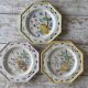 Antique plate with hand-painted floral decoration - 29 cm - yellow