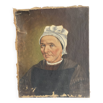 Portrait de femme à la coiffe XIX e