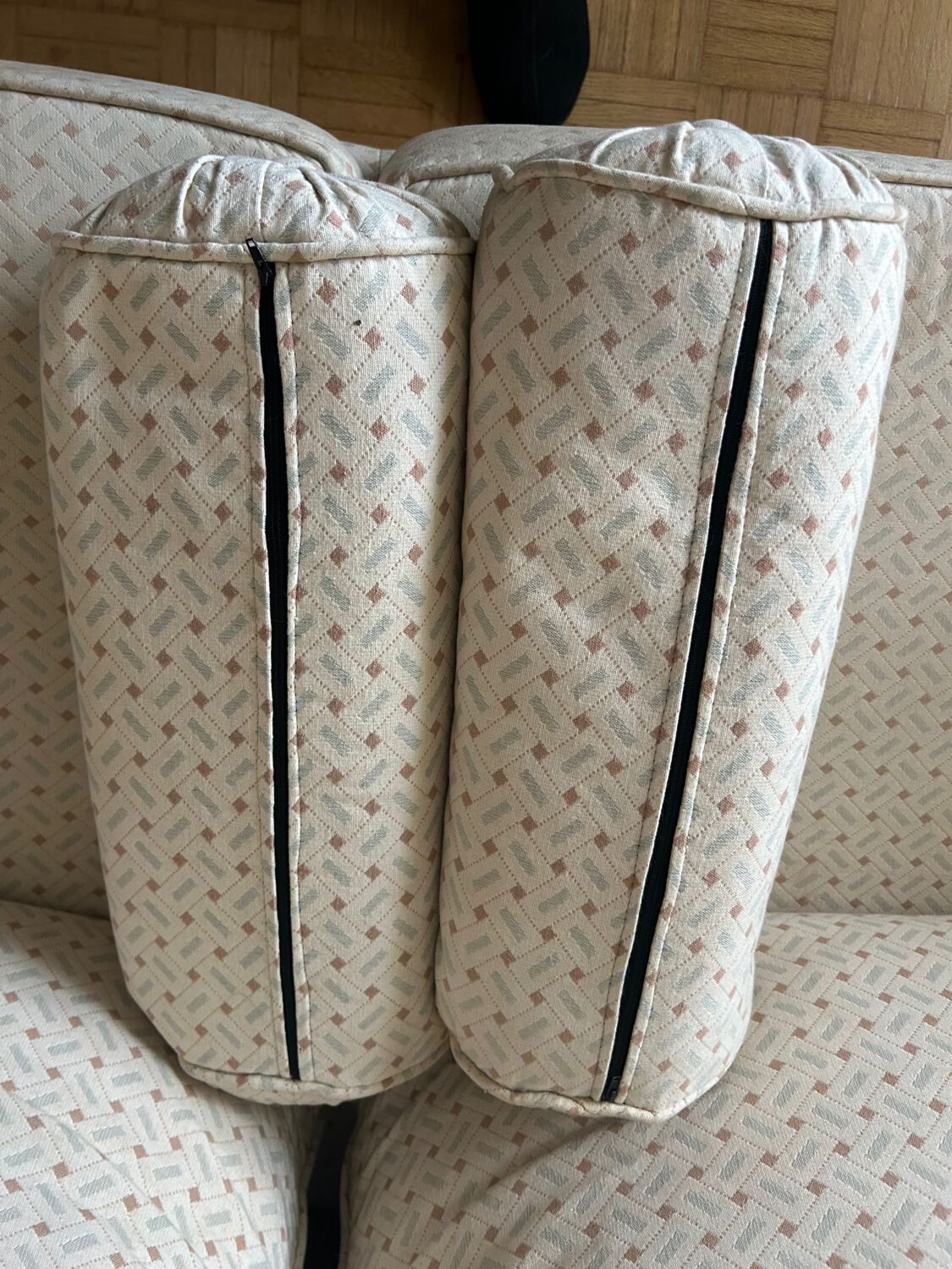 Vintage convertible wooden and cane sofa