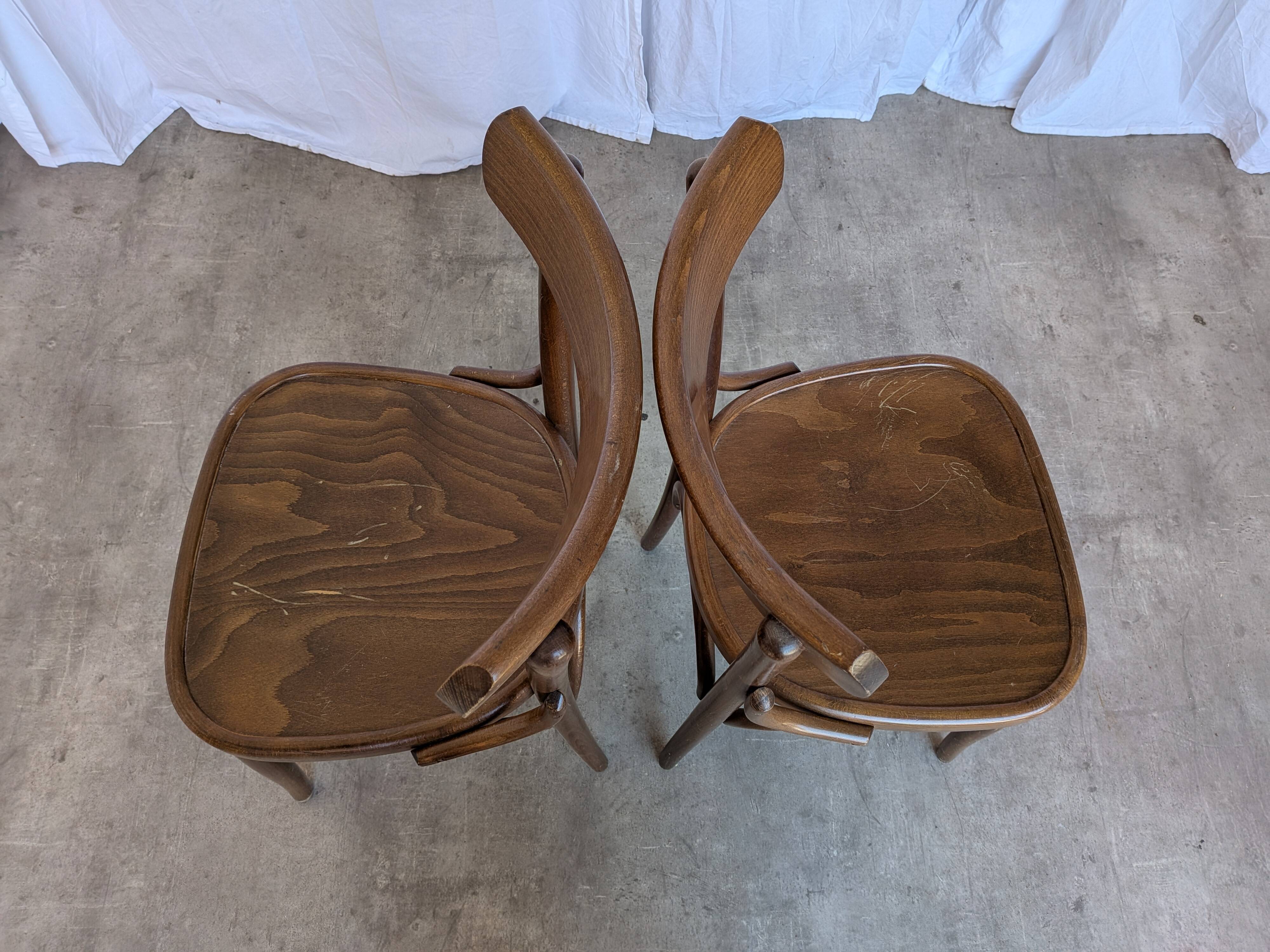 Set of 2 Vintage Wooden Dining Chair: Mid-Century Bistro Style, Yugoslavia