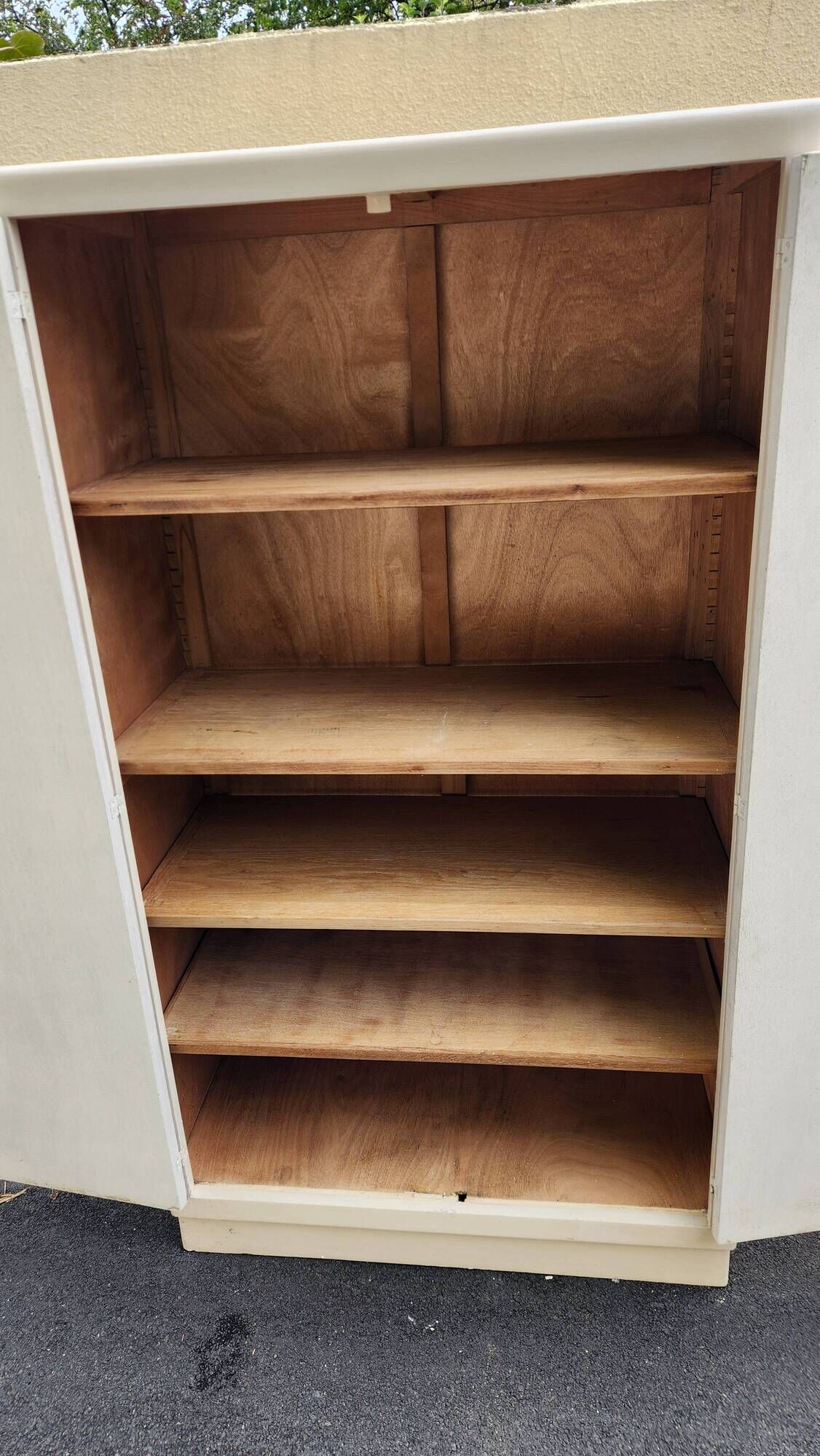 beautiful 2-door IVORY wooden linen wardrobe from the 1960s