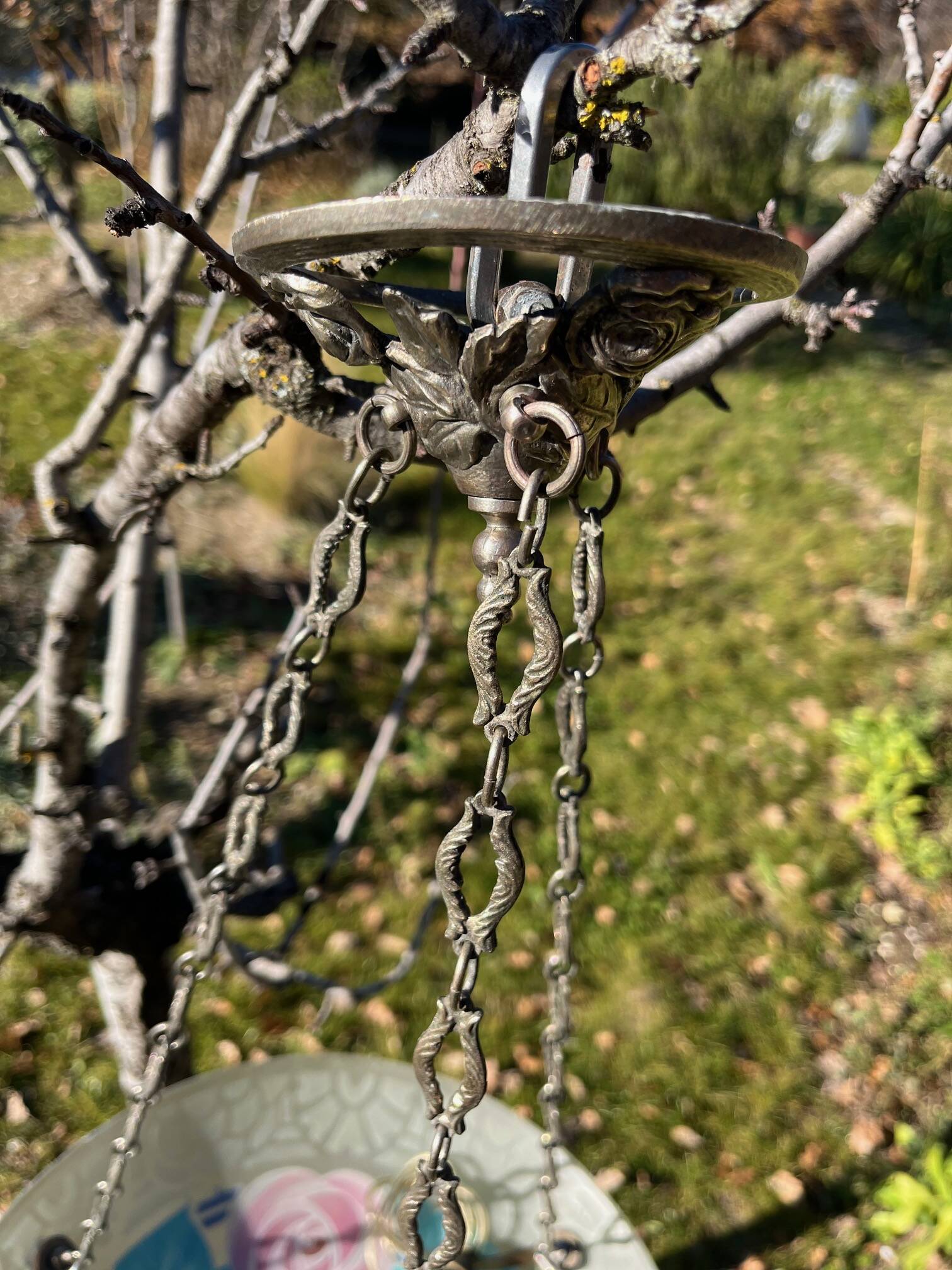 Beautiful Art Deco Loys Lucha chandelier with roses motif