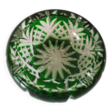 Green and transparent bohemian crystal ashtray