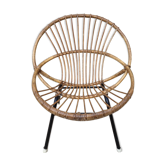 Armchair shell bamboo rattan, child, vintage, 60s
