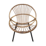 Armchair shell bamboo rattan, child, vintage, 60s
