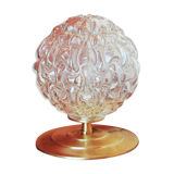Table lamp, textured transparent glass ball globe with relief pattern