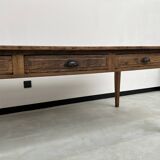 Antique farm table, fully restored, with 3 drawers