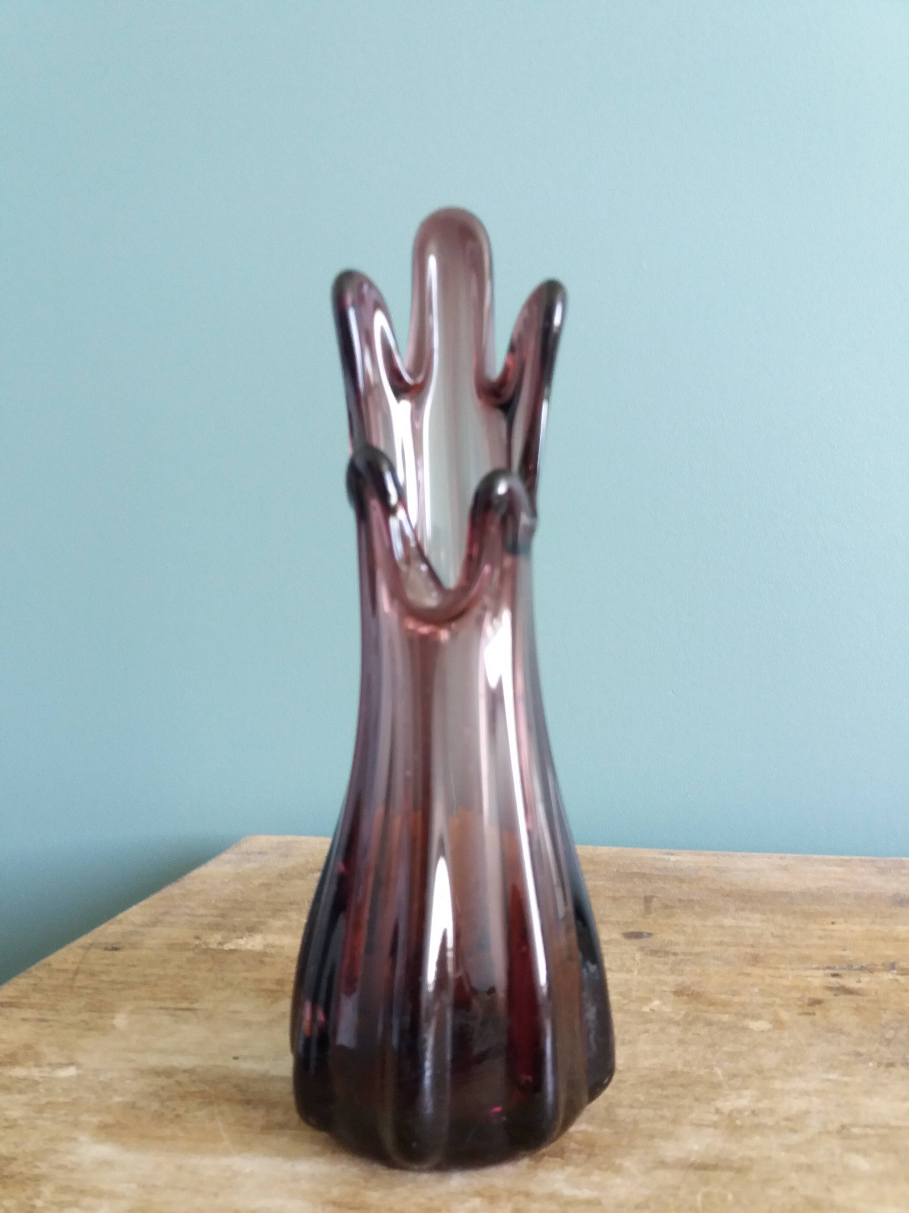 Purple or plum glass vase