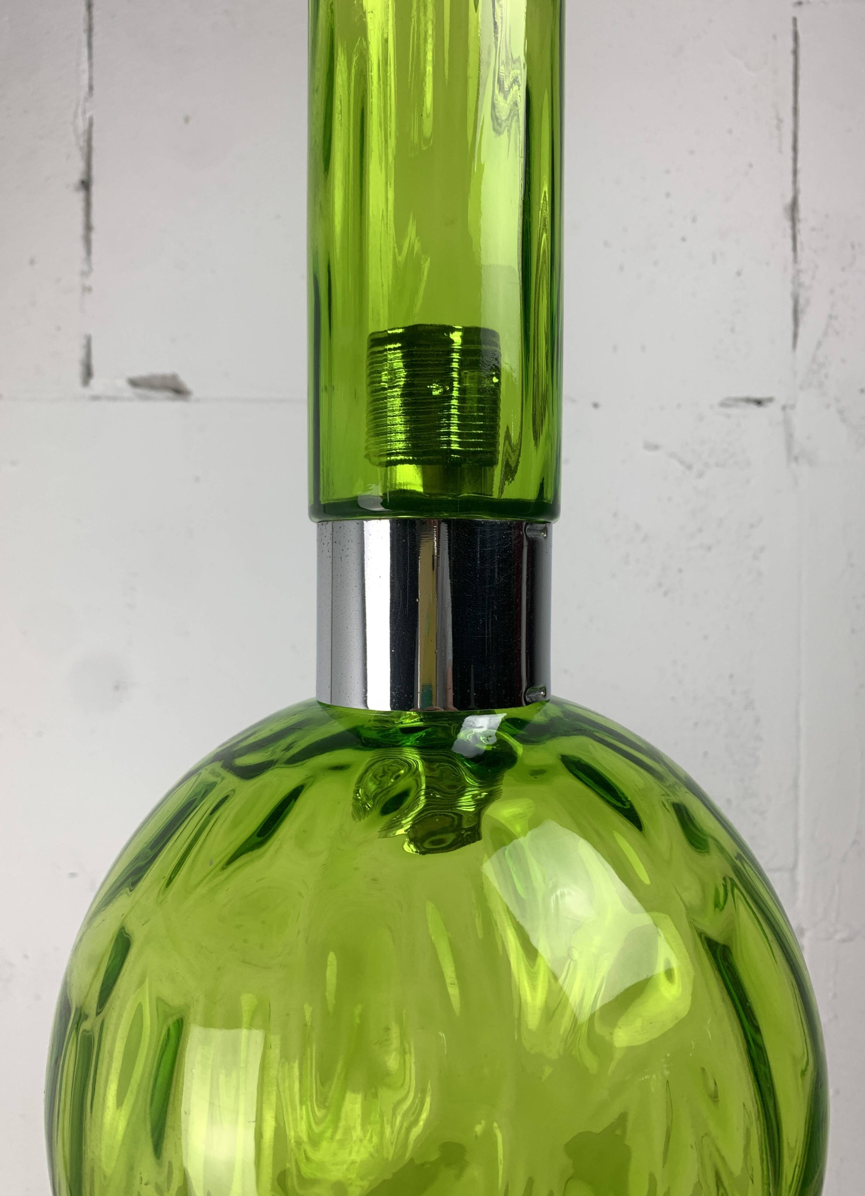 Midcentury extra large green glass tube pendant, Staff Leuchten 1960s-1970s