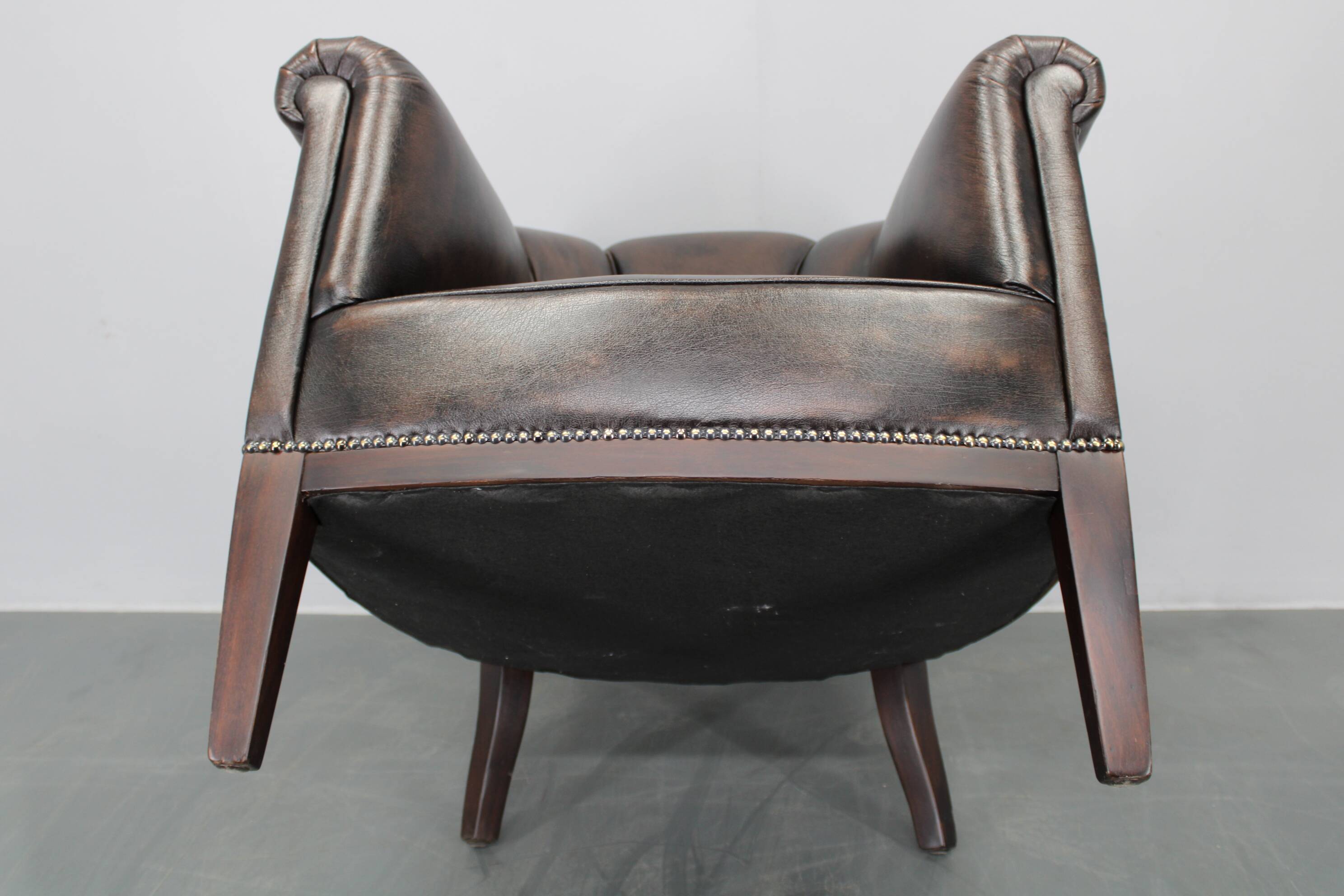 Vintage Leather Armchair, Czechoslovakia