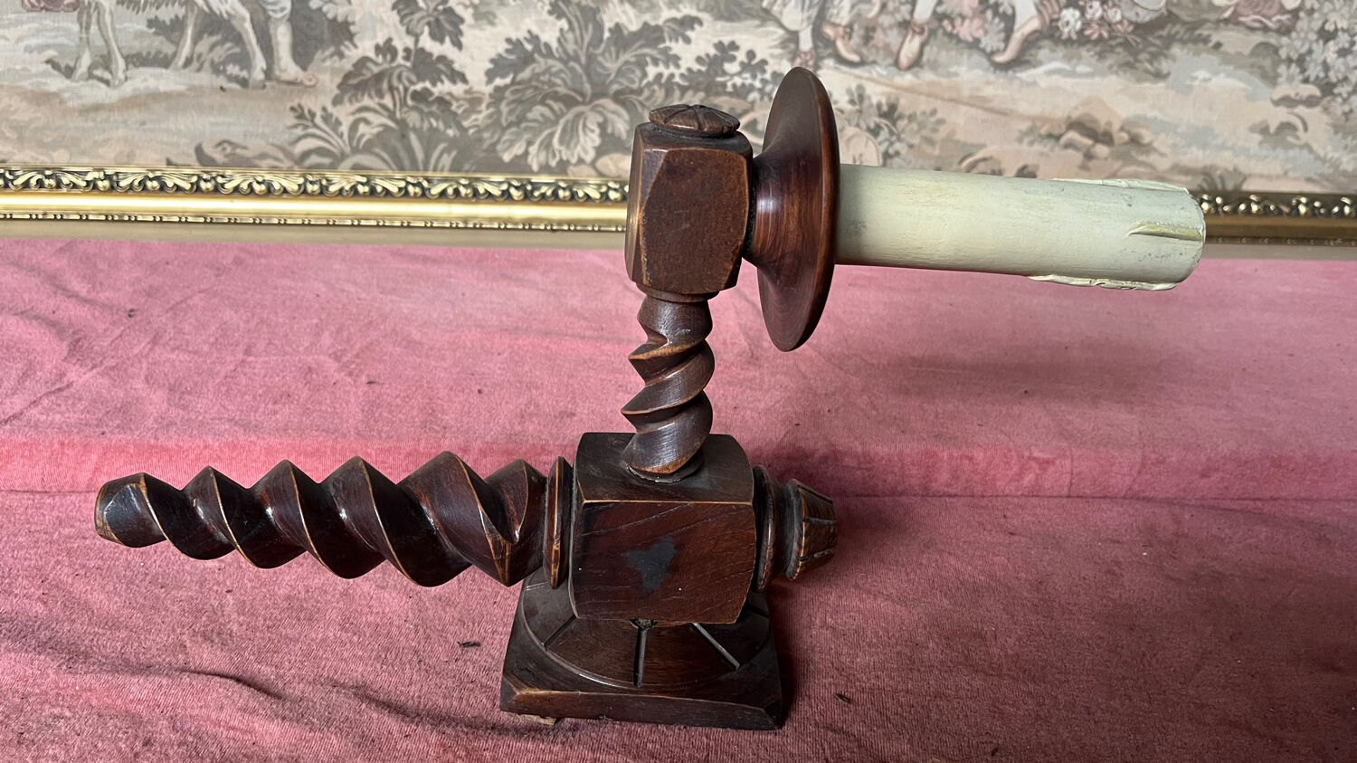 Applique bois tourné années 50