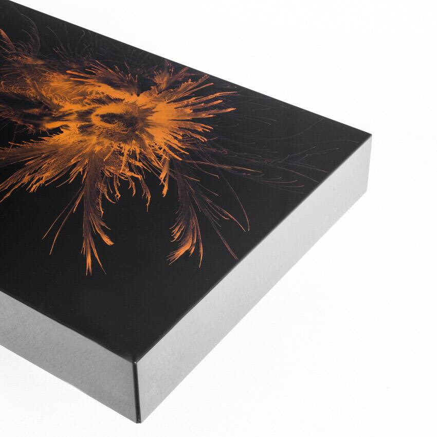 Vintage coffee table. Black lacquered wood with design by H D. France, 1980s