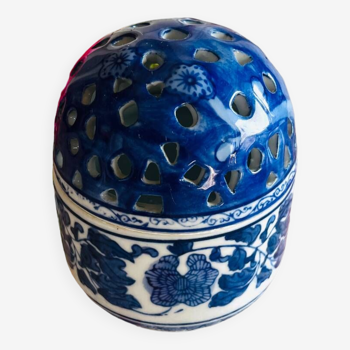 Asian blue porcelain candle holder