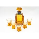 Crystal carafe and 5 glasses, WMF Germany, Art Deco.