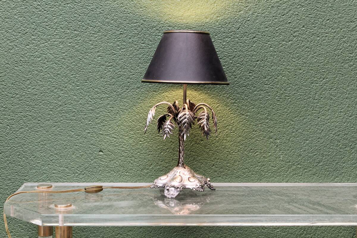 Silver-plated palm lamp, 1910, Thomas Bradbury & Sons