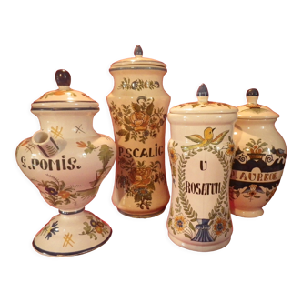 Lot de 4 pots d'apothicaire