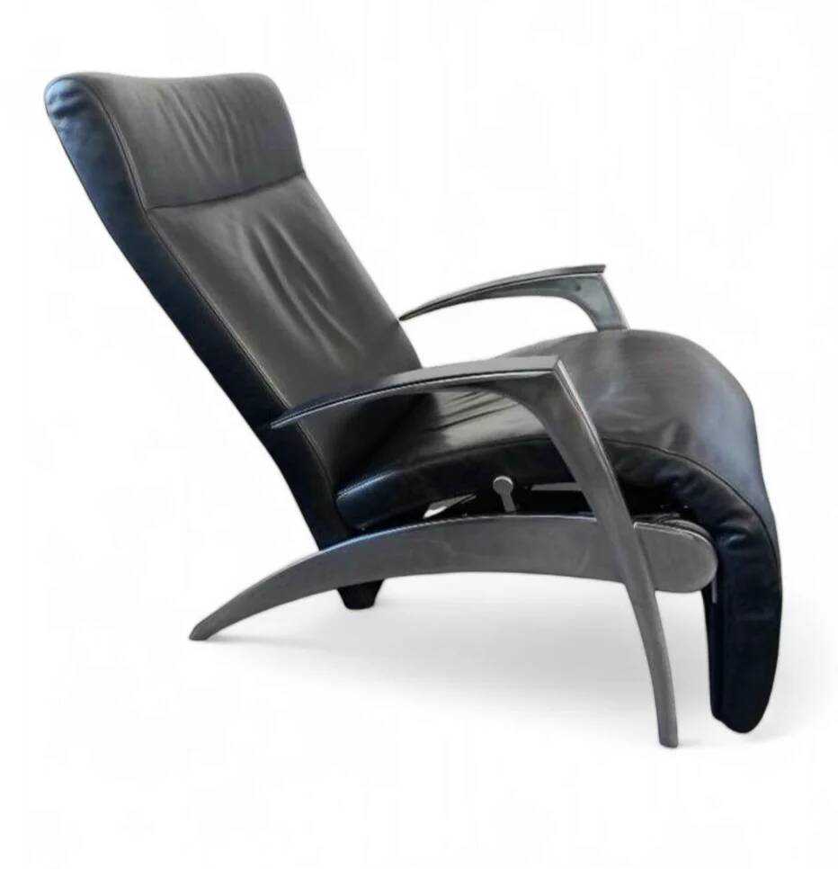 David design armchair/lounger by Interprofil, black leather, good condition