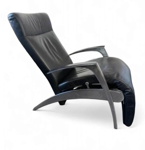 Fauteuil/chaise longue design David par Interprofil, cuir noir, bon état