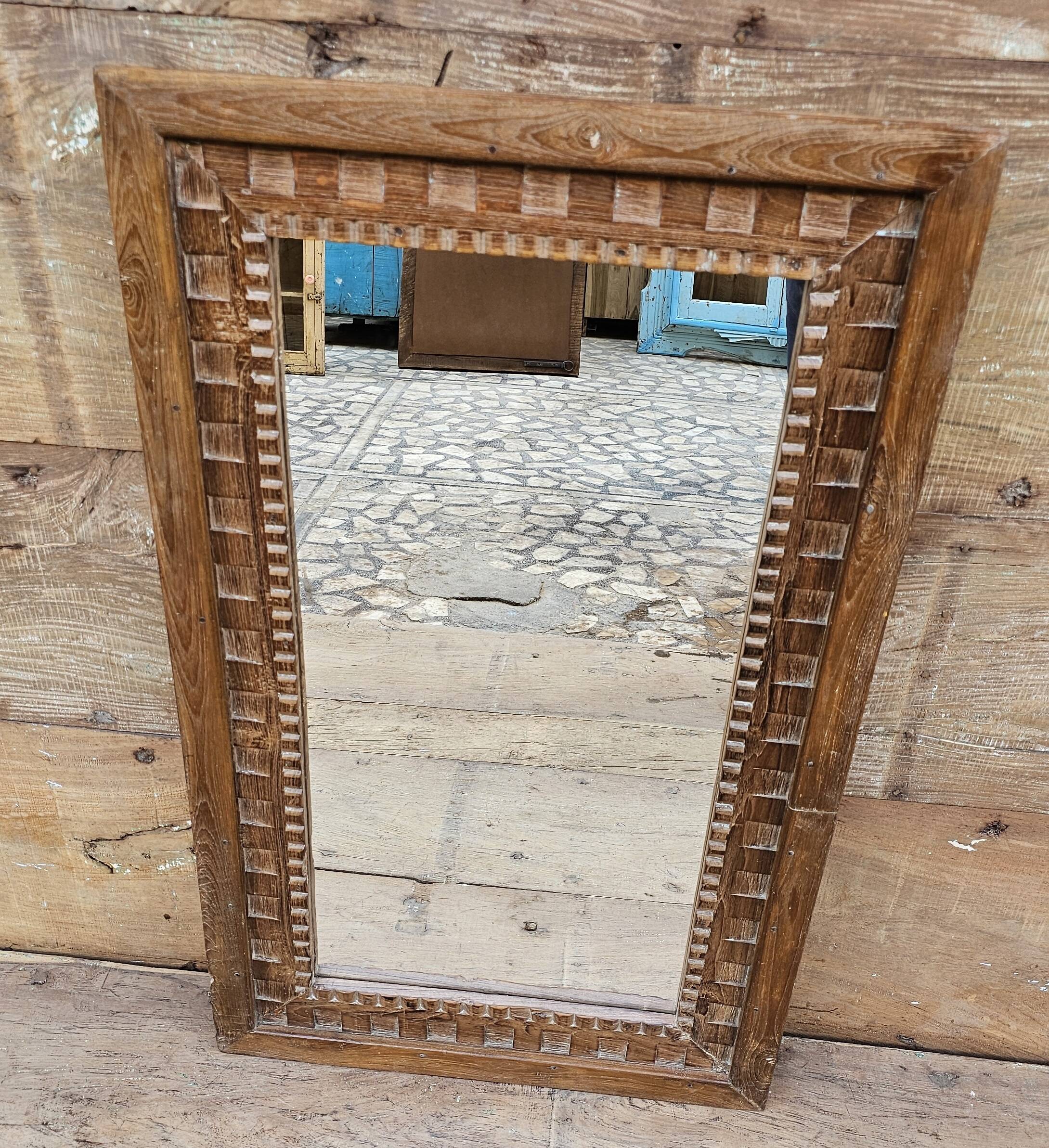 Art Deco mirror in Burmese teak
