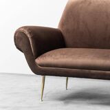 Canapé 3 places en velours marron gigi radice minotti 1950s vintage modernism