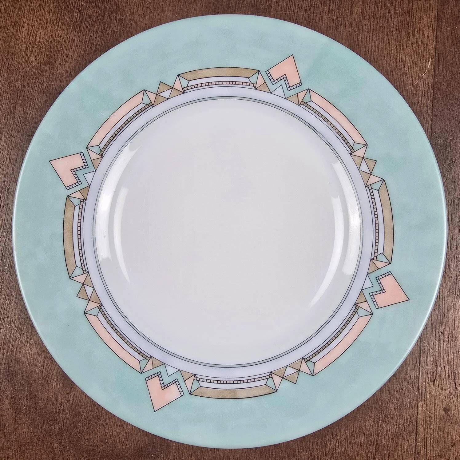 Set of 12 vintage pastel geometric dessert plates ESSO.