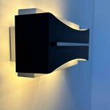 Vintage modernist wall lamp, black, white and chrome, France 1960