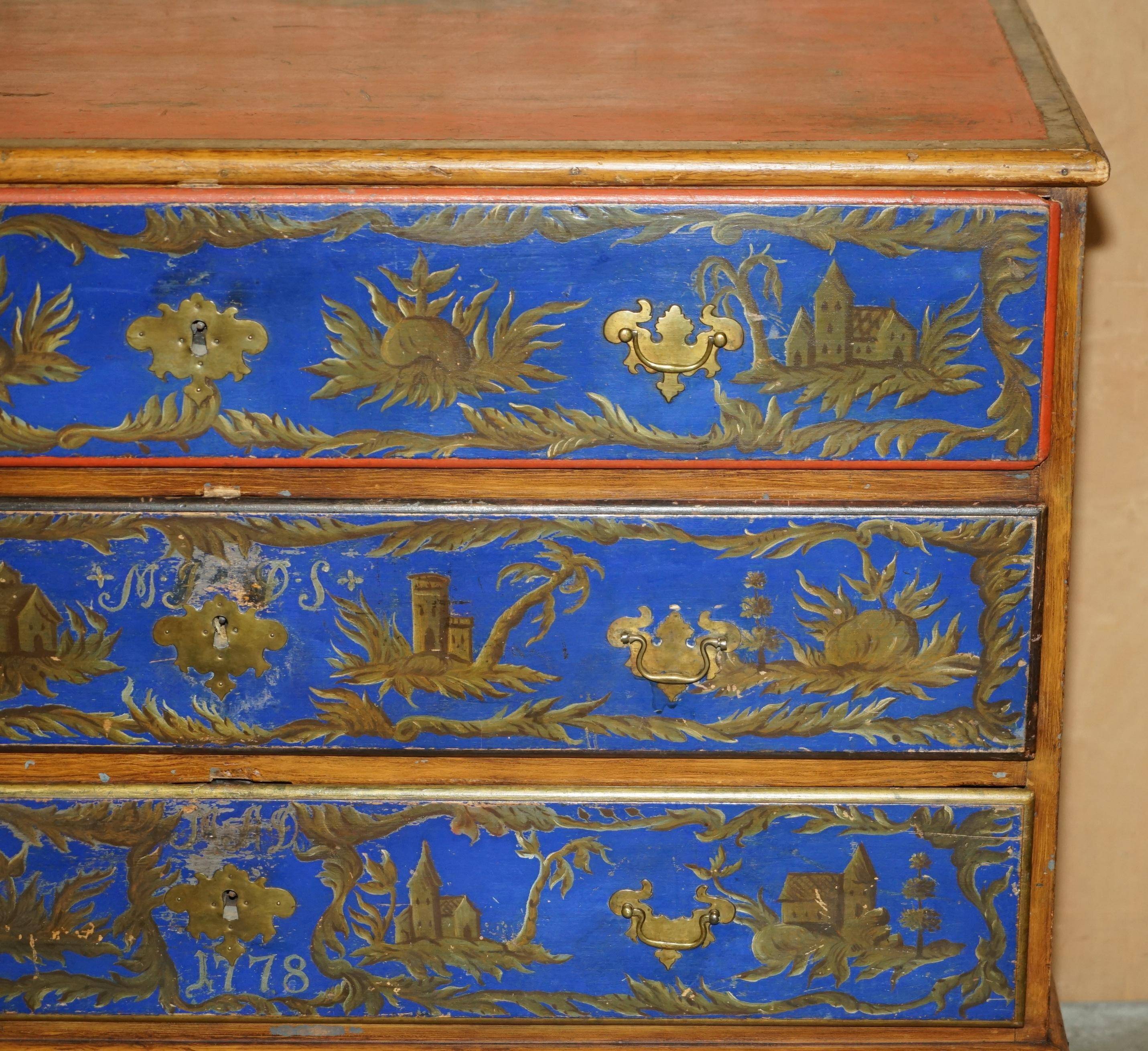 Commode campagne polychrome 1778 en bois style George III