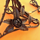 Art nouveau era wrought iron lamp tripod foot, decor foliage and roses