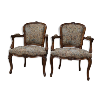 Pair of Louis XV style bergeres