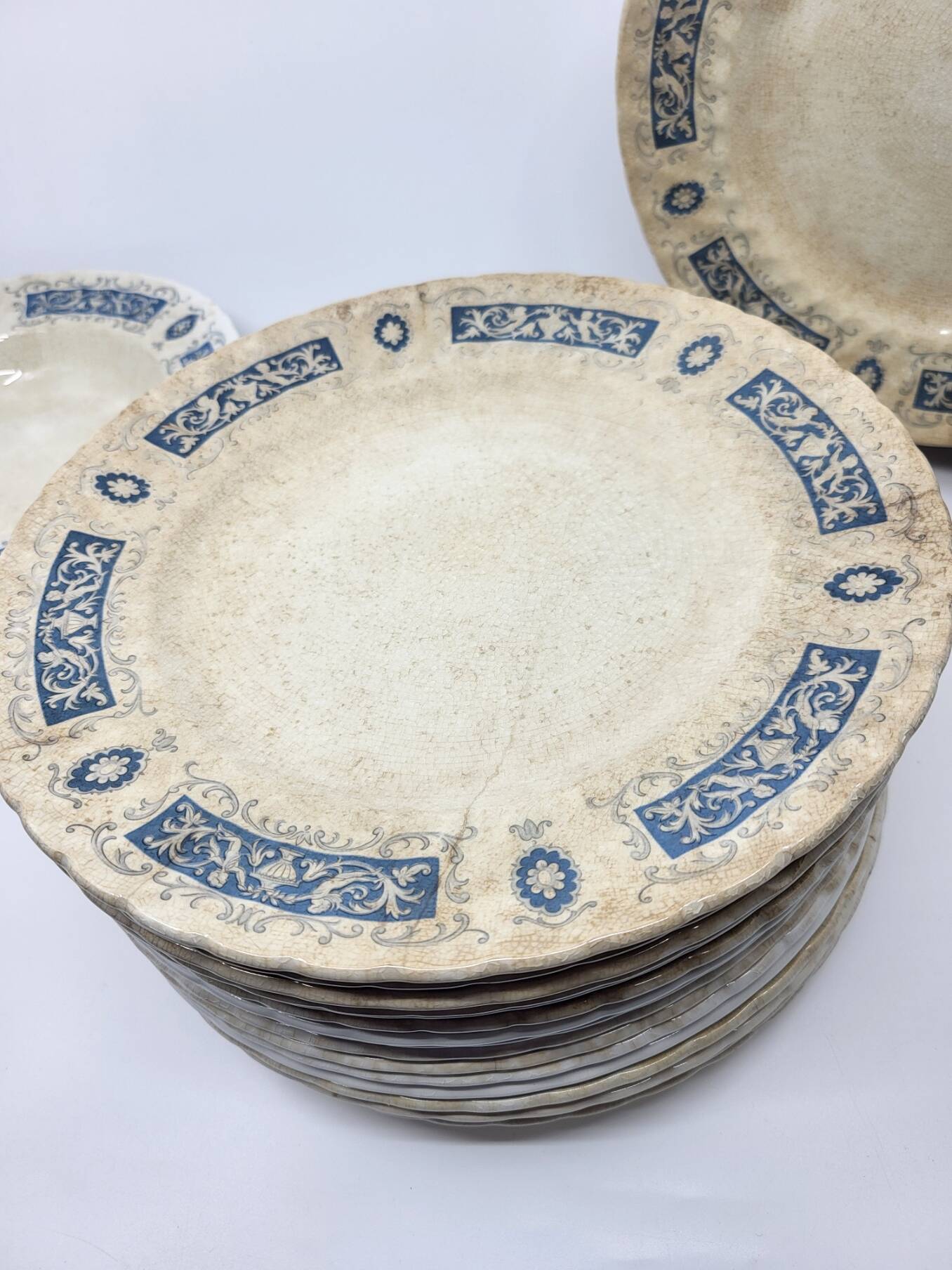 Ridgway Portland English Earthenware Plates (Set of 17)