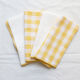 Lot de 4 serviettes vichy jaune & gaze de coton blanc